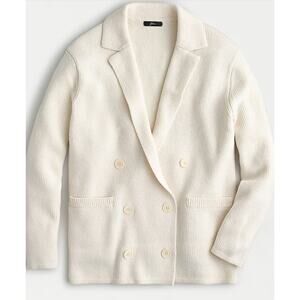 J Crew Double Breasted Sweater Blazer S White Cardi Oversized AF390 J.Crew Wool